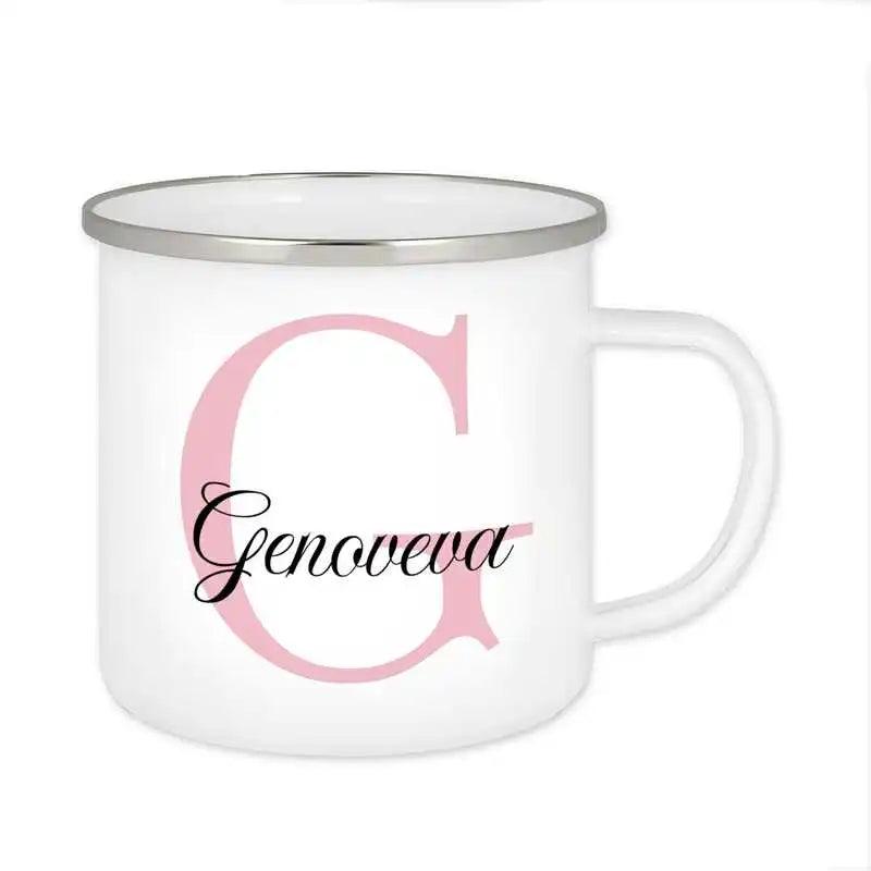 Emaille Tasse mit Namen | Motiv 3 | Genoveva - Druckerino