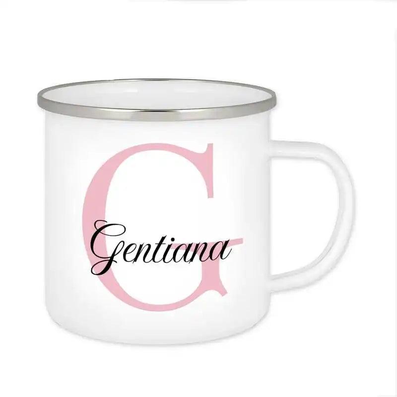 Emaille Tasse mit Namen | Motiv 3 | Gentiana - Druckerino