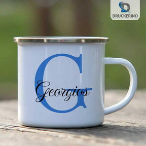 Emaille Tasse mit Namen | Motiv 3 | Georgios - Druckerino