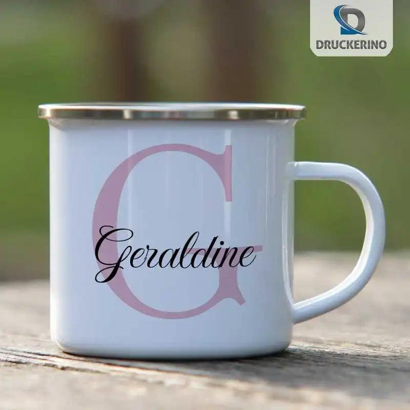 Emaille Tasse mit Namen | Motiv 3 | Geraldine - Druckerino