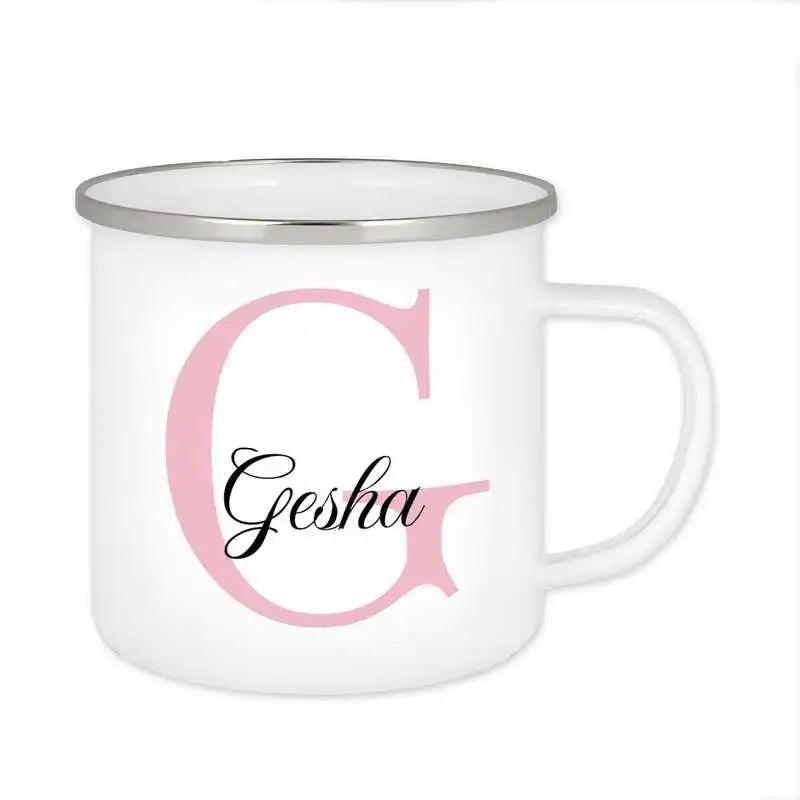 Emaille Tasse mit Namen | Motiv 3 | Gesha - Druckerino
