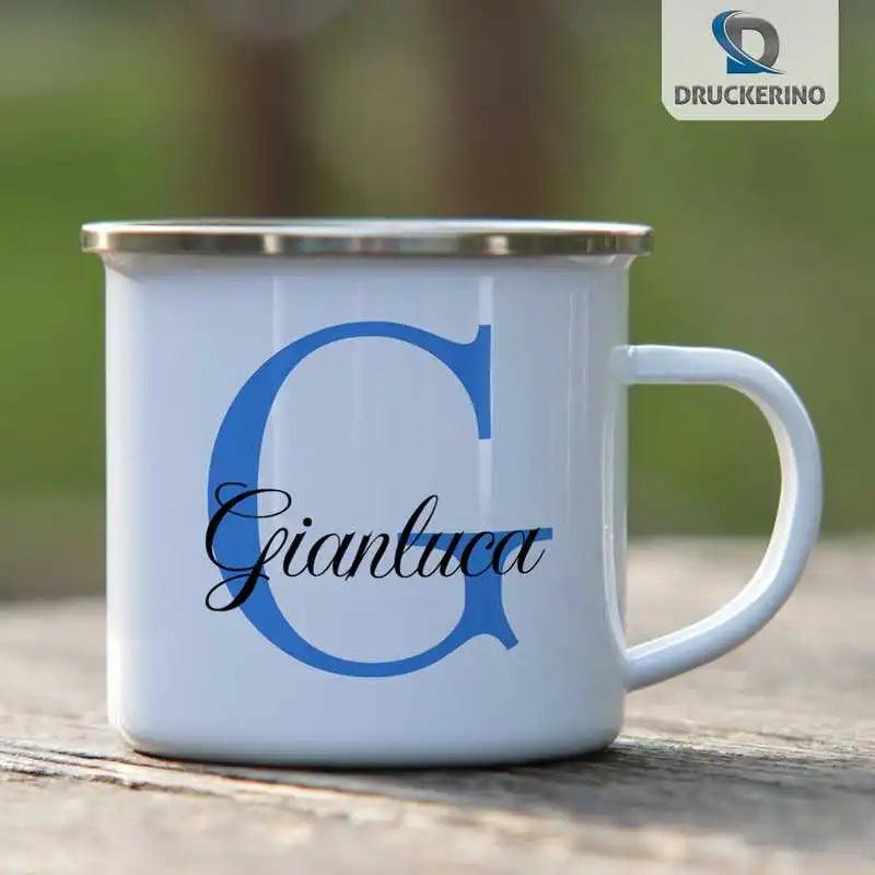 Emaille Tasse mit Namen | Motiv 3 | Gianluca - Druckerino