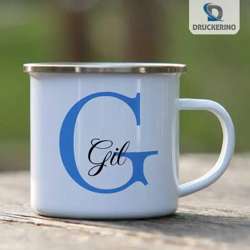 Emaille Tasse mit Namen | Motiv 3 | Gil - Druckerino