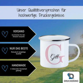 Emaille Tasse mit Namen | Motiv 3 | Gill - Druckerino