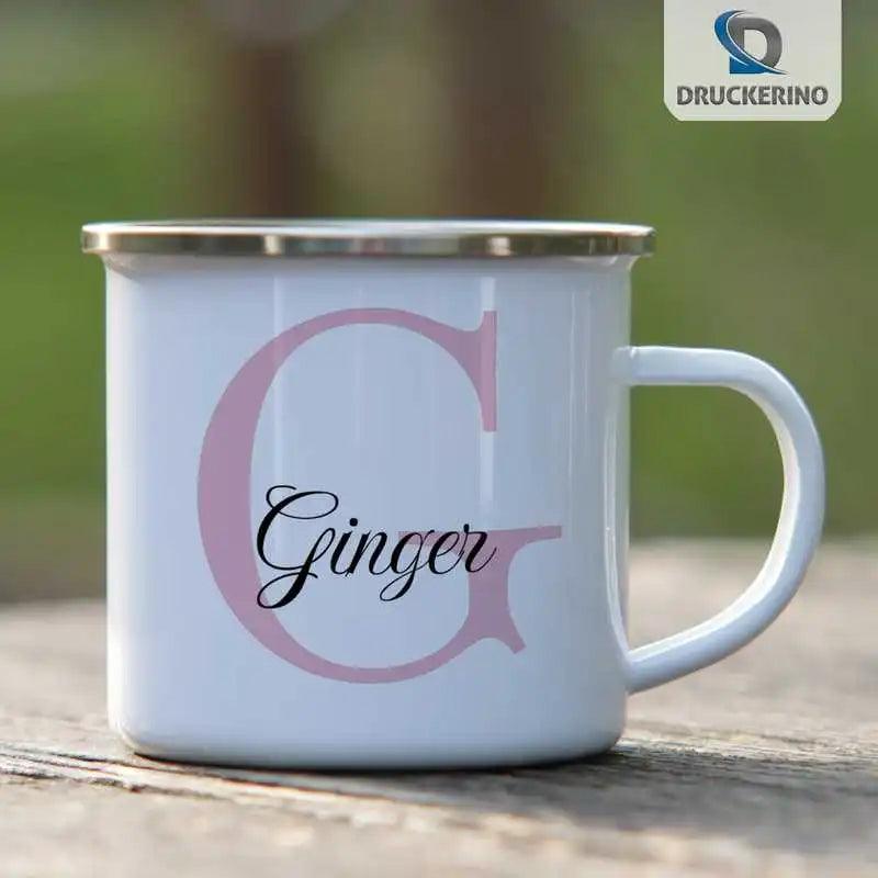 Emaille Tasse mit Namen | Motiv 3 | Ginger - Druckerino