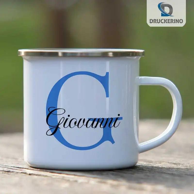 Emaille Tasse mit Namen | Motiv 3 | Giovanni - Druckerino