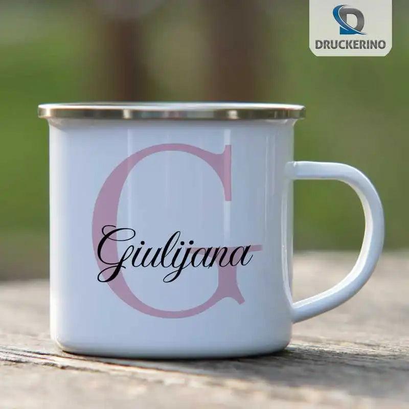 Emaille Tasse mit Namen | Motiv 3 | Giulijana - Druckerino