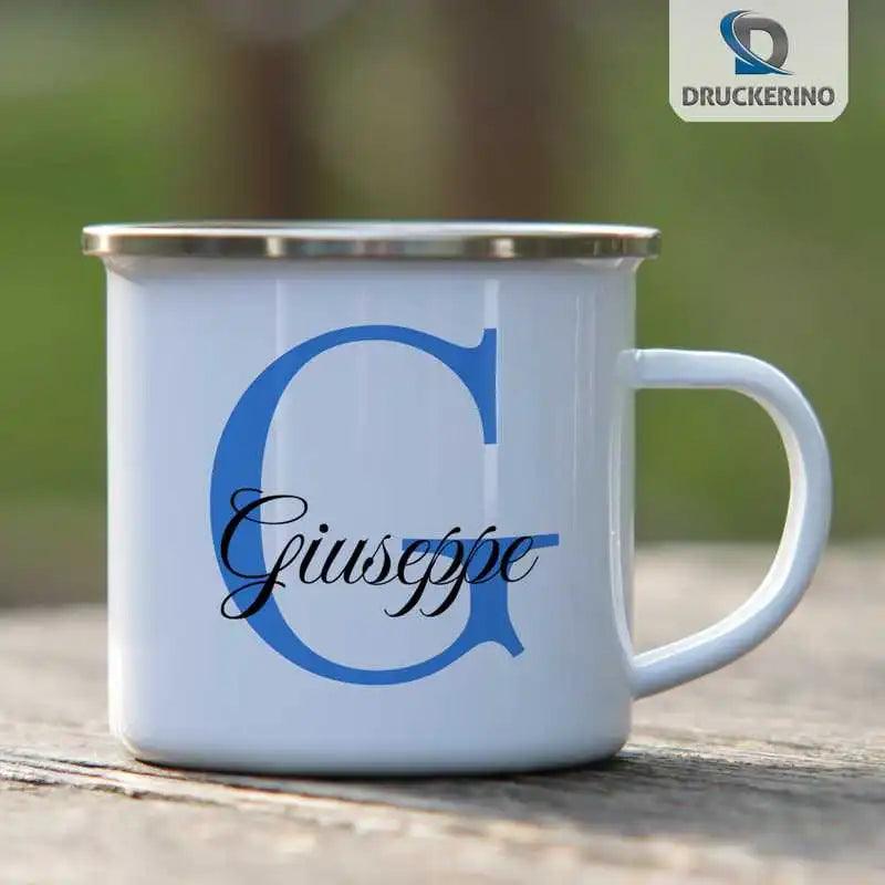Emaille Tasse mit Namen | Motiv 3 | Giuseppe - Druckerino