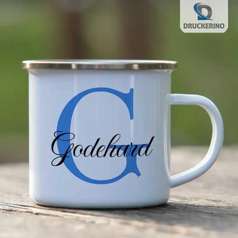 Emaille Tasse mit Namen | Motiv 3 | Godehard - Druckerino