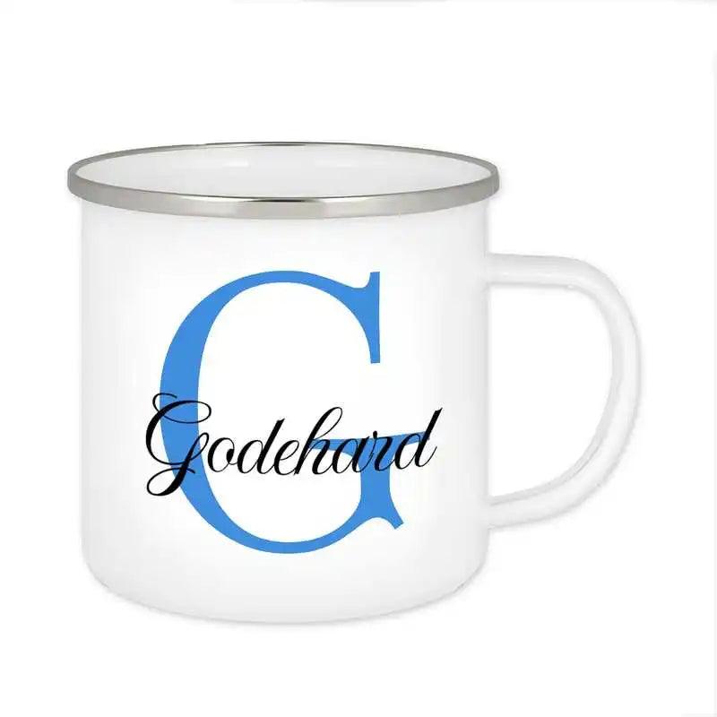 Emaille Tasse mit Namen | Motiv 3 | Godehard - Druckerino