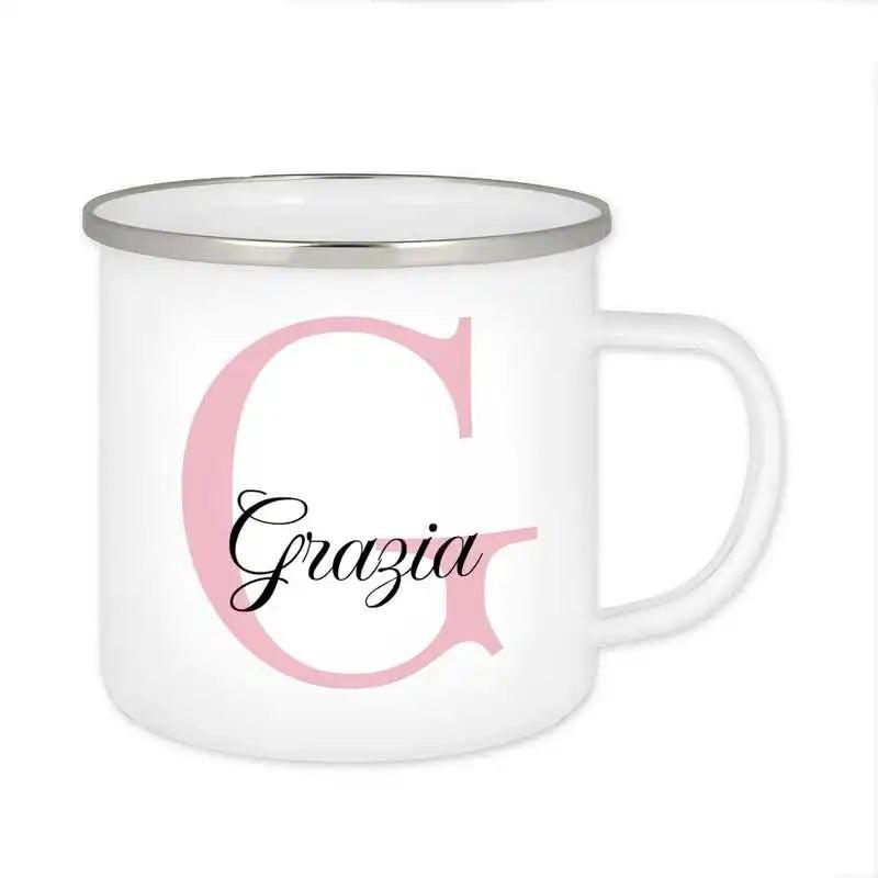 Emaille Tasse mit Namen | Motiv 3 | Grazia - Druckerino