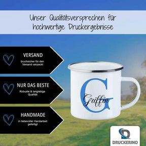 Emaille Tasse mit Namen | Motiv 3 | Griffin - Druckerino