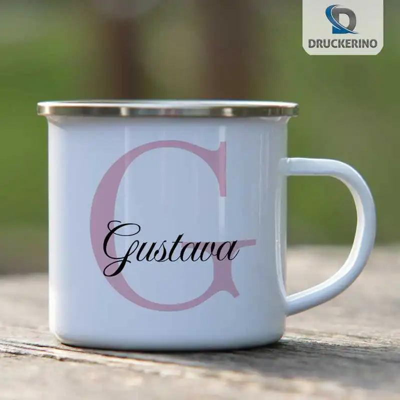 Emaille Tasse mit Namen | Motiv 3 | Gustava - Druckerino