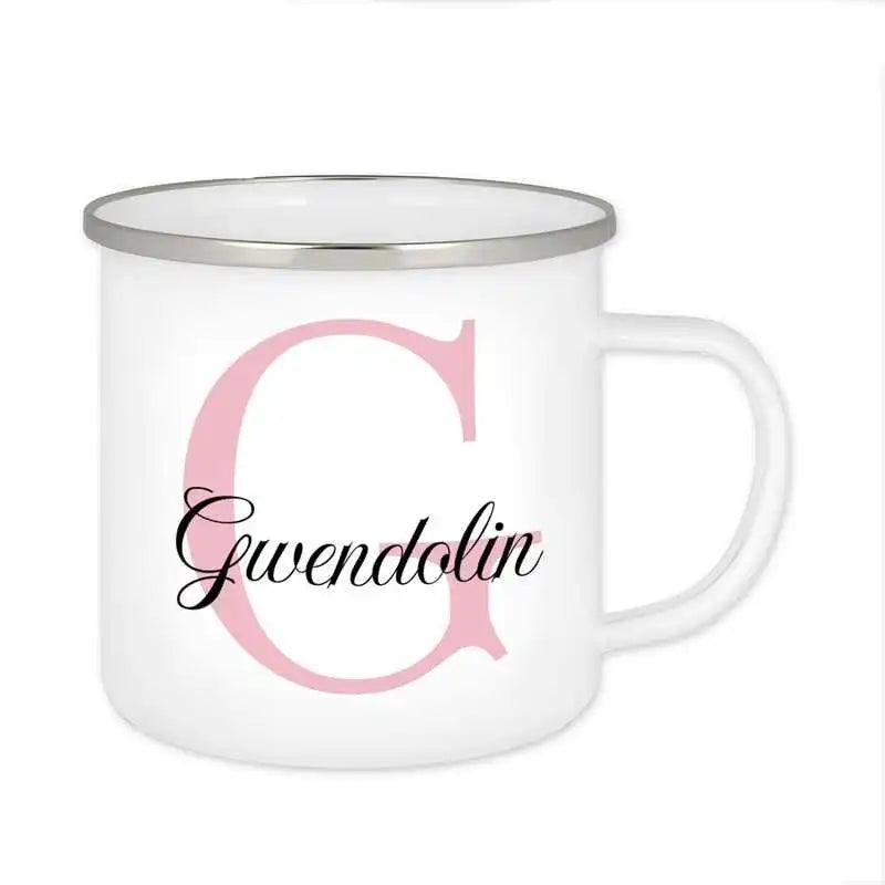 Emaille Tasse mit Namen | Motiv 3 | Gwendolin - Druckerino