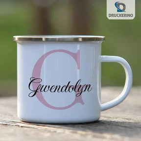 Emaille Tasse mit Namen | Motiv 3 | Gwendolyn - Druckerino