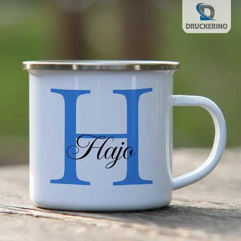 Emaille Tasse mit Namen | Motiv 3 | Hajo - Druckerino