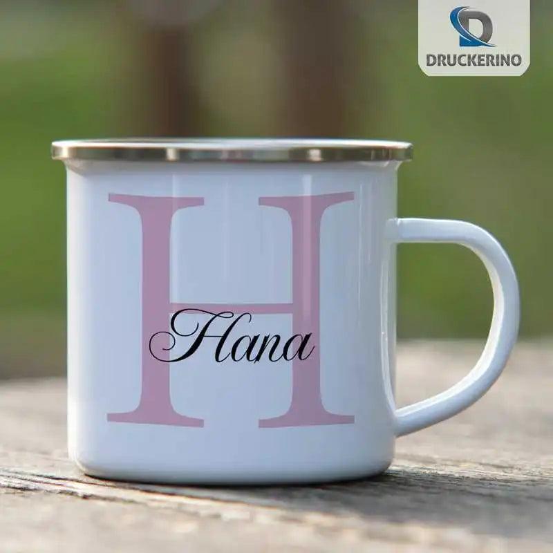 Emaille Tasse mit Namen | Motiv 3 | Hana - Druckerino