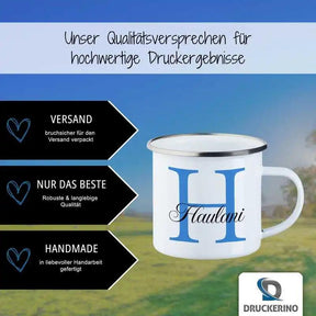 Emaille Tasse mit Namen | Motiv 3 | Haulani - Druckerino