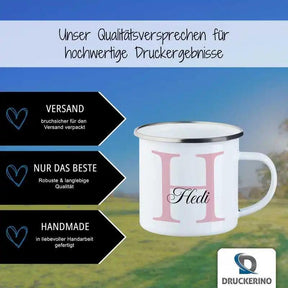 Emaille Tasse mit Namen | Motiv 3 | Hedi - Druckerino
