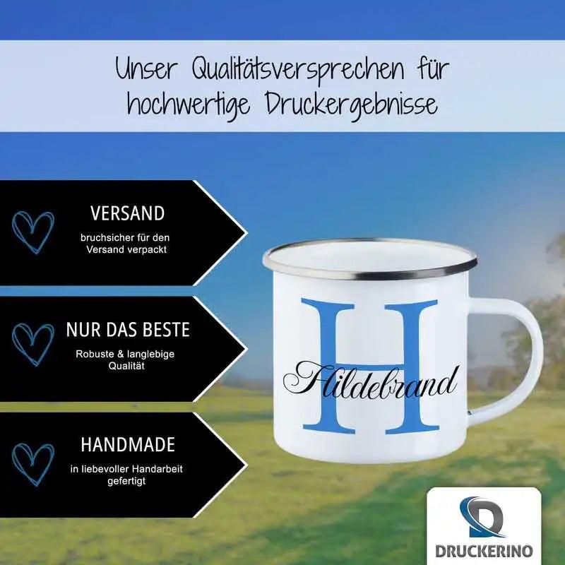 Emaille Tasse mit Namen | Motiv 3 | Hildebrand - Druckerino