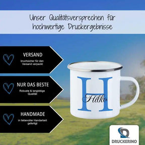 Emaille Tasse mit Namen | Motiv 3 | Hilko - Druckerino