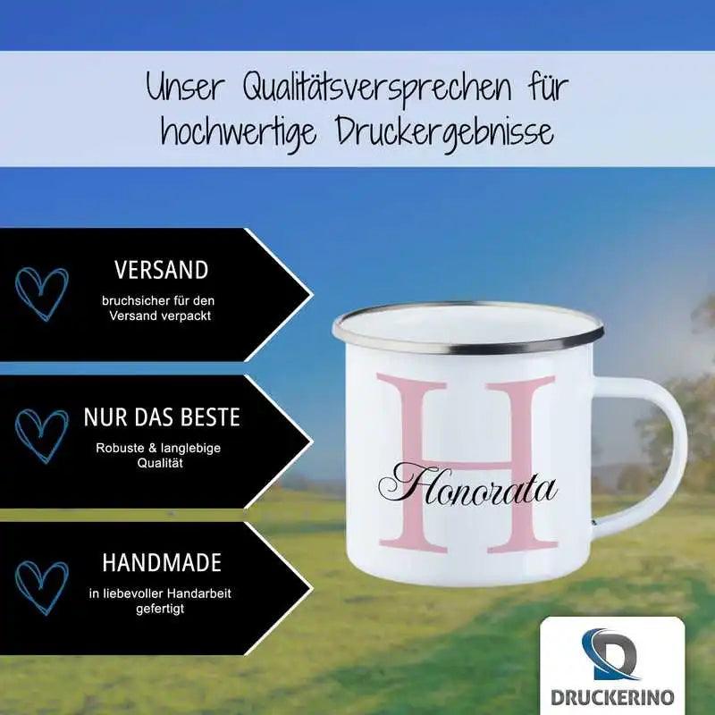 Emaille Tasse mit Namen | Motiv 3 | Honorata - Druckerino