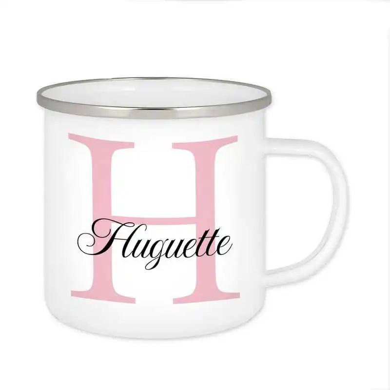 Emaille Tasse mit Namen | Motiv 3 | Huguette - Druckerino