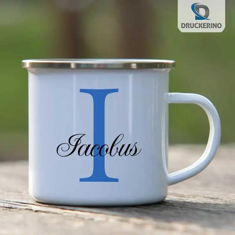 Emaille Tasse mit Namen | Motiv 3 | Iacobus - Druckerino
