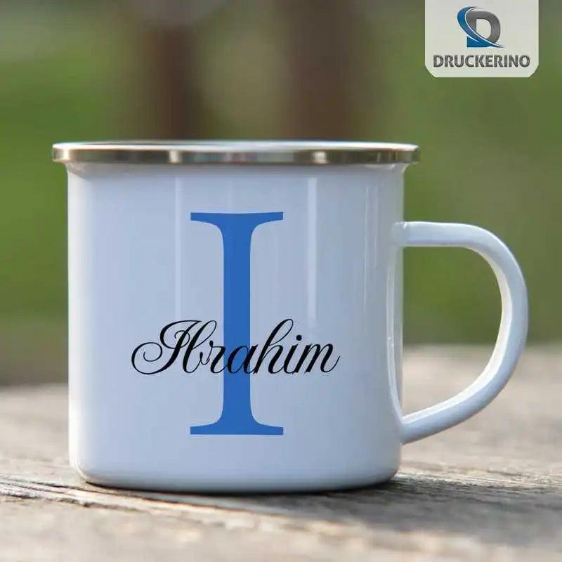 Emaille Tasse mit Namen | Motiv 3 | Ibrahim - Druckerino