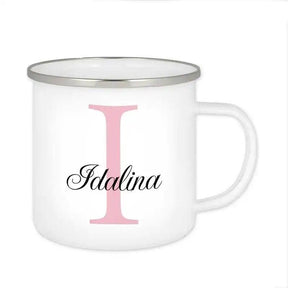 Emaille Tasse mit Namen | Motiv 3 | Idalina - Druckerino