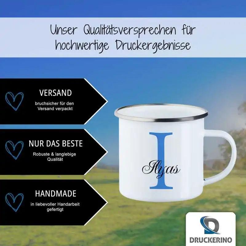 Emaille Tasse mit Namen | Motiv 3 | Ilyas - Druckerino
