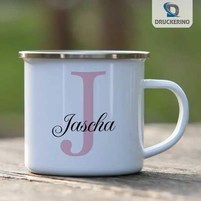 Emaille Tasse mit Namen | Motiv 3 | Jascha - Druckerino