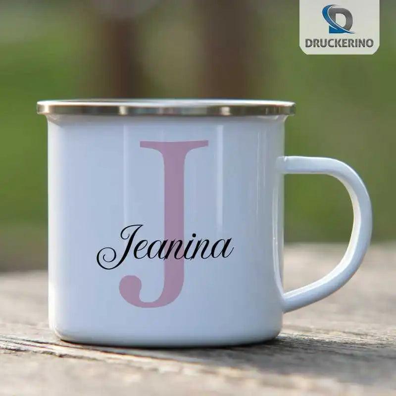 Emaille Tasse mit Namen | Motiv 3 | Jeanina - Druckerino