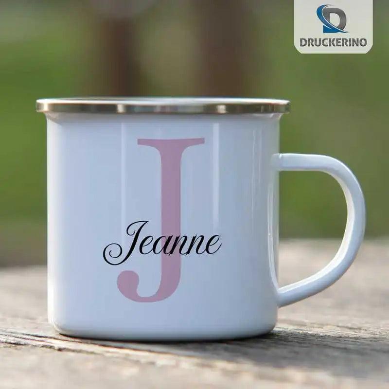 Emaille Tasse mit Namen | Motiv 3 | Jeanne - Druckerino