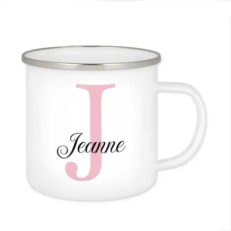 Emaille Tasse mit Namen | Motiv 3 | Jeanne - Druckerino