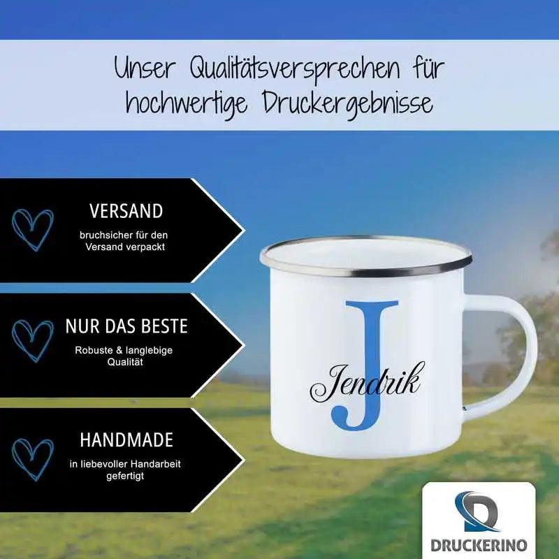 Emaille Tasse mit Namen | Motiv 3 | Jendrik - Druckerino