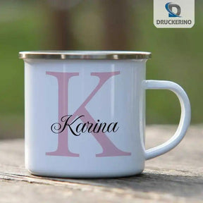 Emaille Tasse mit Namen | Motiv 3 | Karina - Druckerino