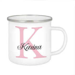 Emaille Tasse mit Namen | Motiv 3 | Karina - Druckerino