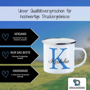 Emaille Tasse mit Namen | Motiv 3 | Kealoha - Druckerino