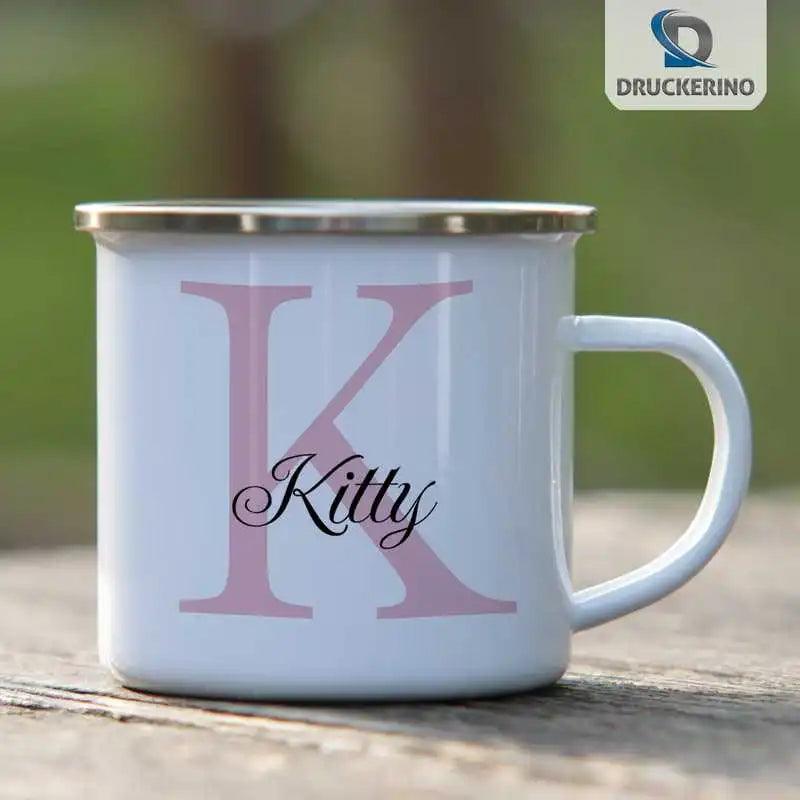 Emaille Tasse mit Namen | Motiv 3 | Kitty - Druckerino