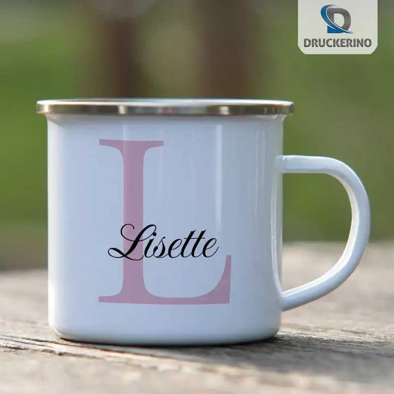 Emaille Tasse mit Namen | Motiv 3 | Lisette - Druckerino