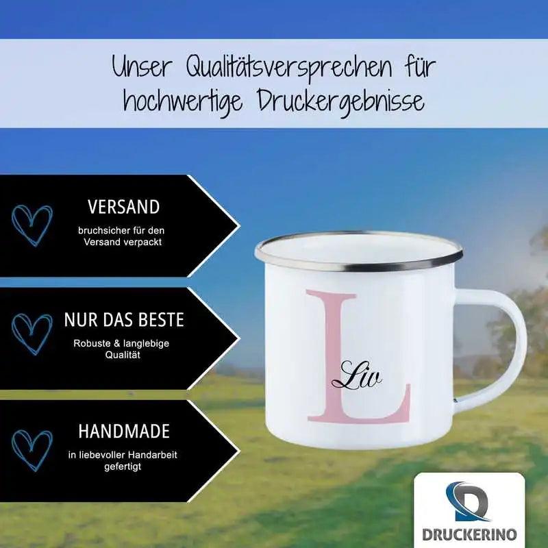 Emaille Tasse mit Namen | Motiv 3 | Liv - Druckerino