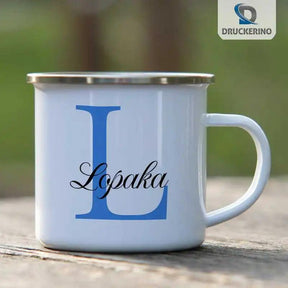 Emaille Tasse mit Namen | Motiv 3 | Lopaka - Druckerino