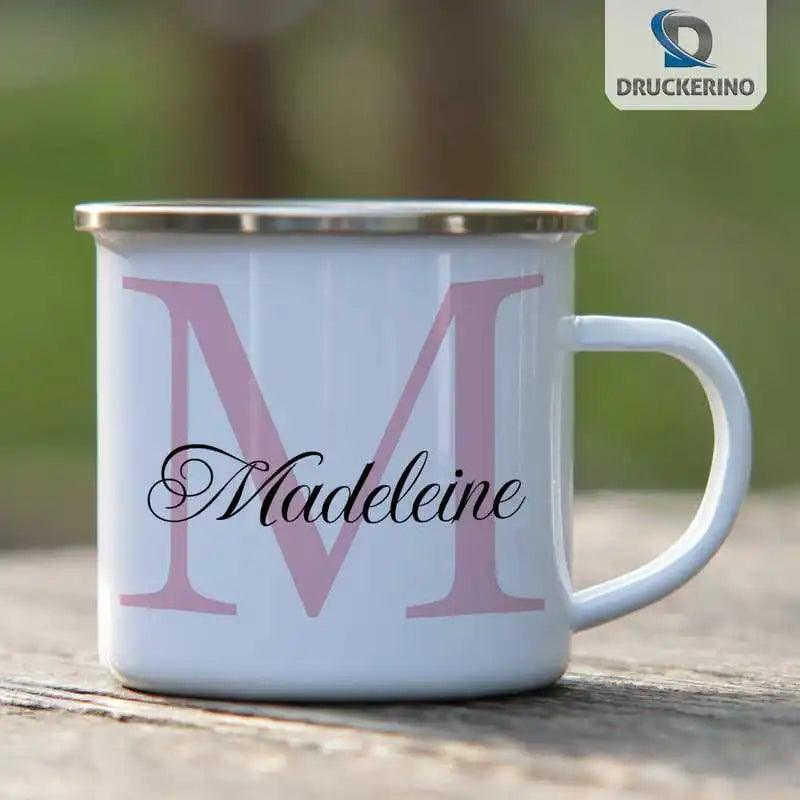 Emaille Tasse mit Namen | Motiv 3 | Madeleine - Druckerino