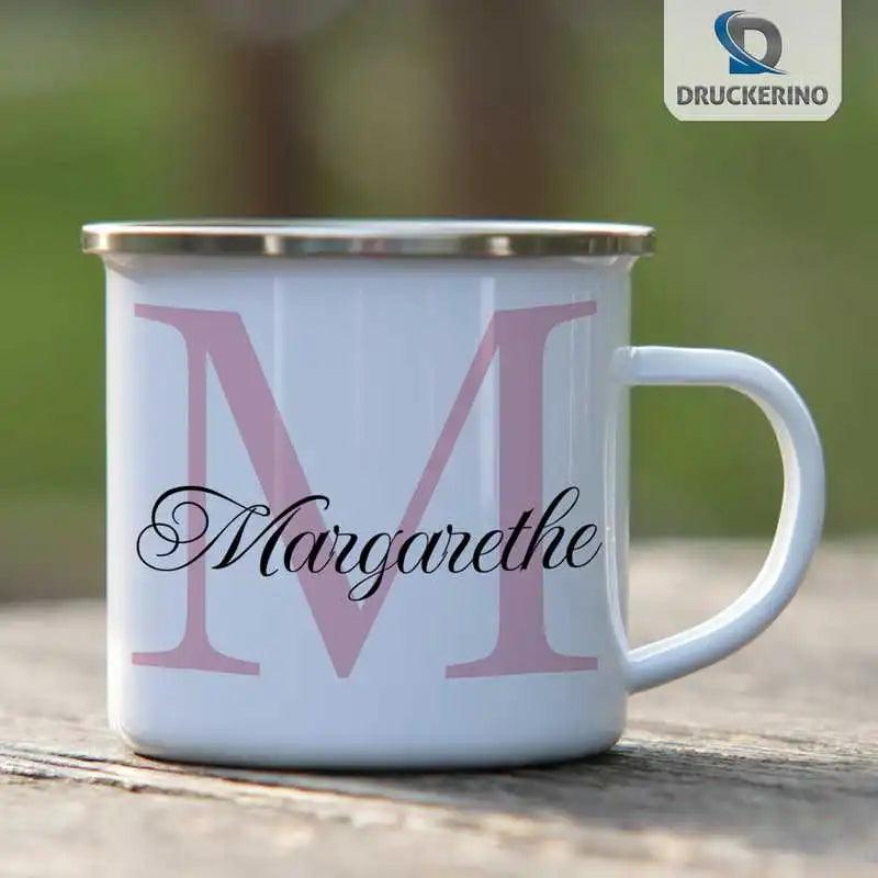 Emaille Tasse mit Namen | Motiv 3 | Margarethe - Druckerino