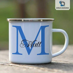 Emaille Tasse mit Namen | Motiv 3 | Matt - Druckerino