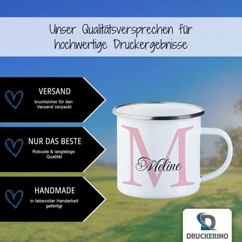 Emaille Tasse mit Namen | Motiv 3 | Meline - Druckerino