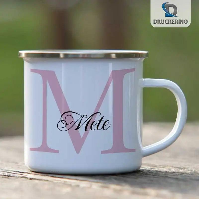 Emaille Tasse mit Namen | Motiv 3 | Mete - Druckerino
