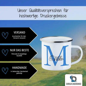 Emaille Tasse mit Namen | Motiv 3 | Miko - Druckerino