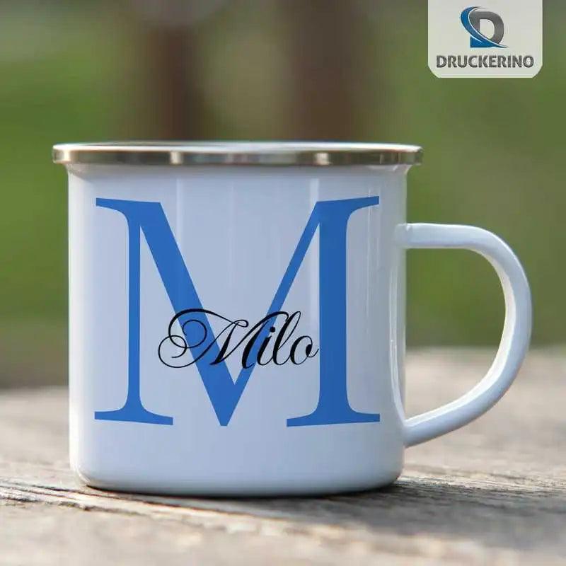 Emaille Tasse mit Namen | Motiv 3 | Milo - Druckerino